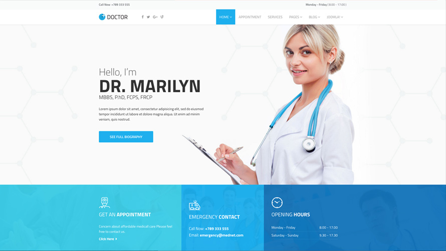 Doctor - Medical Clinic Joomla Template