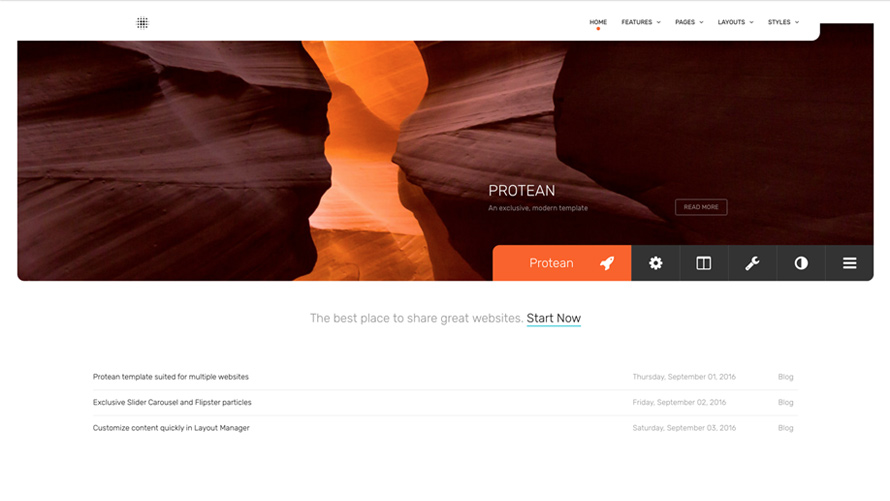 Protean  Template for Joomla